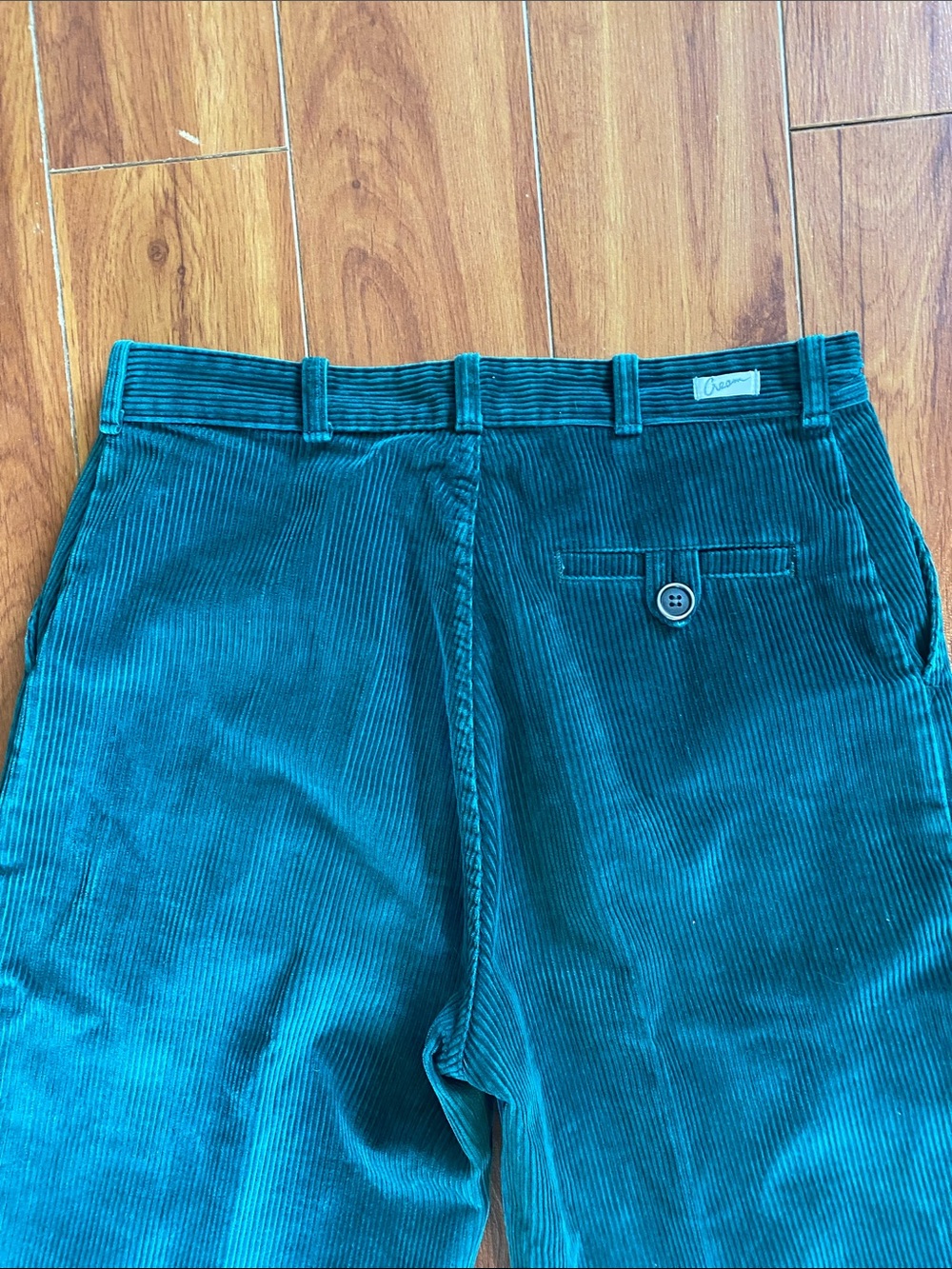 Vintage Forest Green Corduroy pleated Trousers - Picture 5 of 9